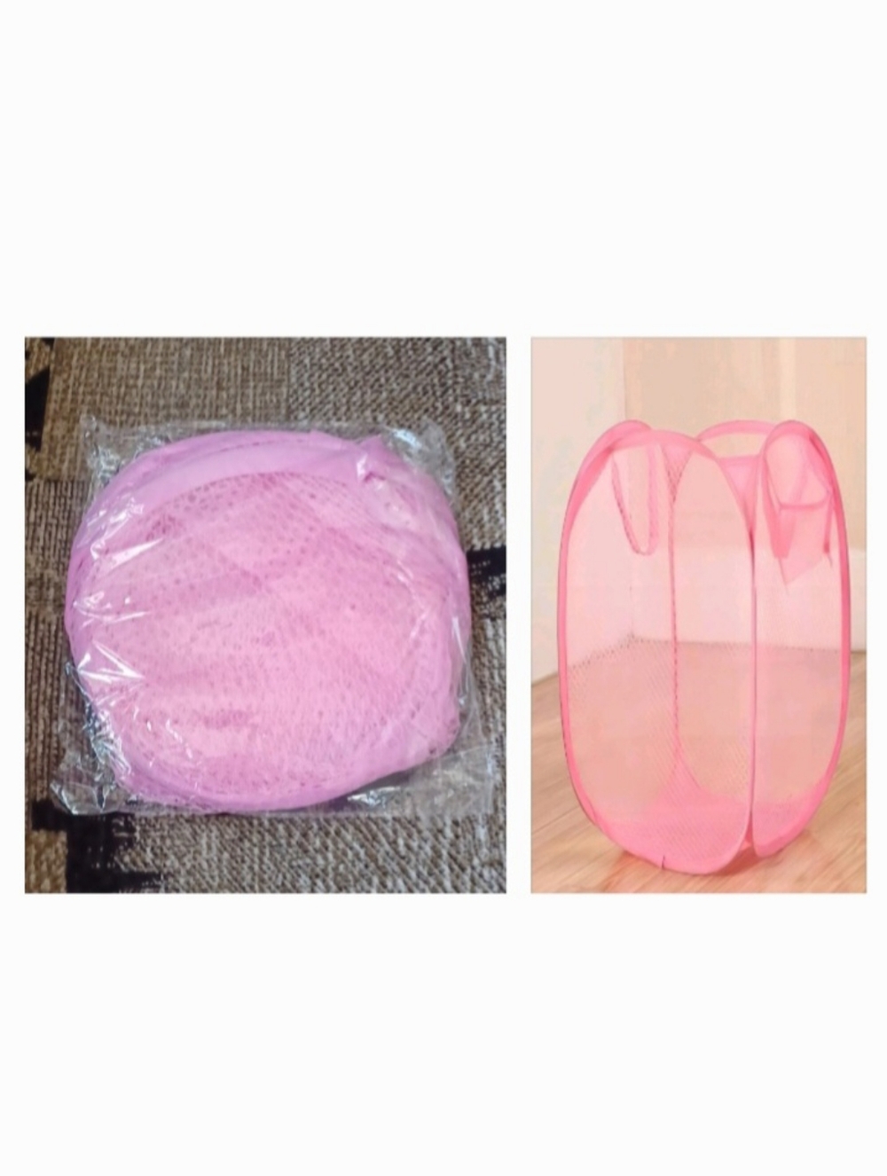 4/$30 New Pink Pop-Up Mesh Laundry Hamper - Large Capacity